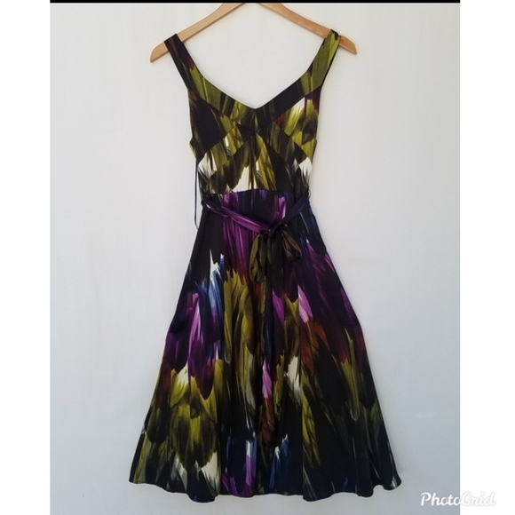 Ted Baker 🖤 Abstract Silk Dress 🖤 Sz 2 - Picture 2 of 8